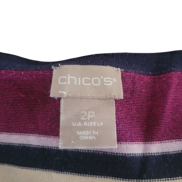 Chicos Womens 2P Multicolor Striped Long-Sleeve‎ Scoop Neck Top - Picture 6 of 7